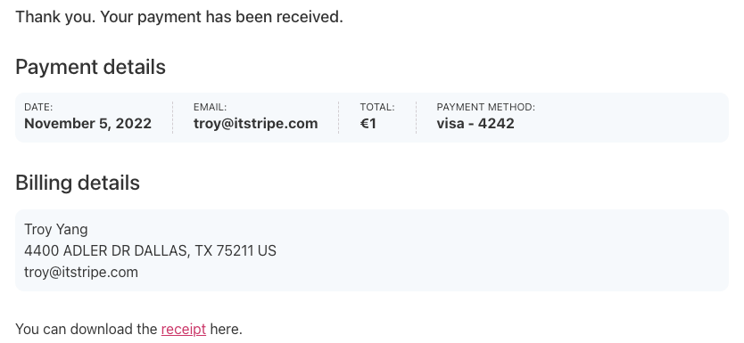 wp stripe express receipt