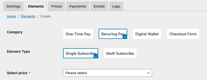 wp stripe express create recuring